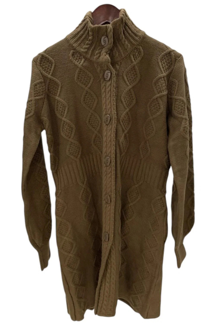 Antthony Women's Cable Knit Turtleneck Sweater Coat Chocolate - Regular